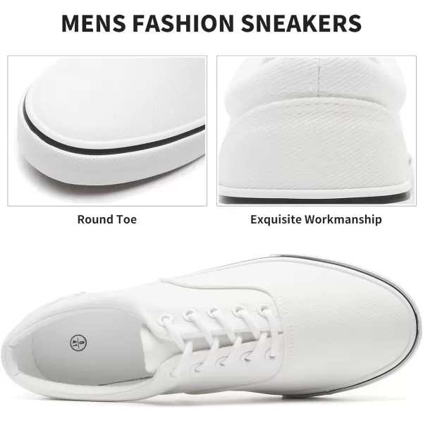 FRACORA Mens White Canvas Shoes Low Top Canvas Sneakers Lace Up Casual Shoes
