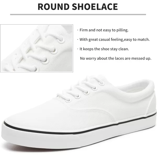 FRACORA Mens White Canvas Shoes Low Top Canvas Sneakers Lace Up Casual Shoes