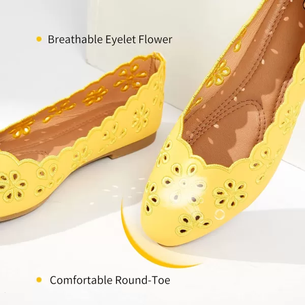 FRACORA Women's Ballet Flats Black PU Leather Dress Shoes Comfortable Round Toe Slip on Flats with Breathable Eyelets