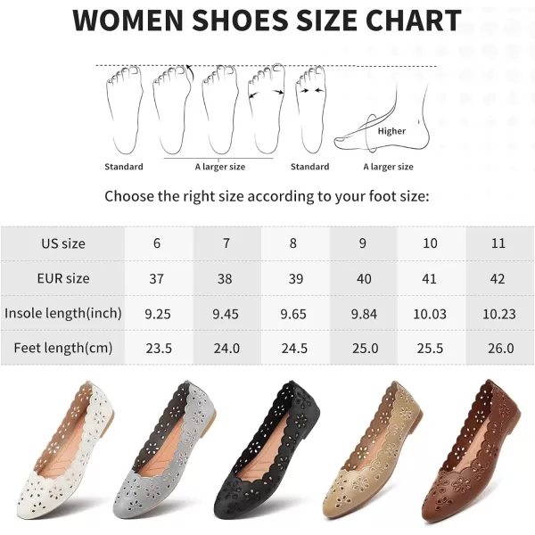 FRACORA Women's Ballet Flats Black PU Leather Dress Shoes Comfortable Round Toe Slip on Flats with Breathable Eyelets
