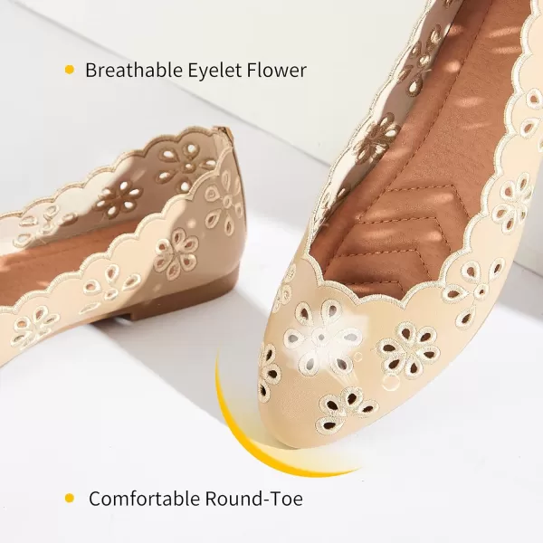 FRACORA Women's Ballet Flats Black PU Leather Dress Shoes Comfortable Round Toe Slip on Flats with Breathable Eyelets