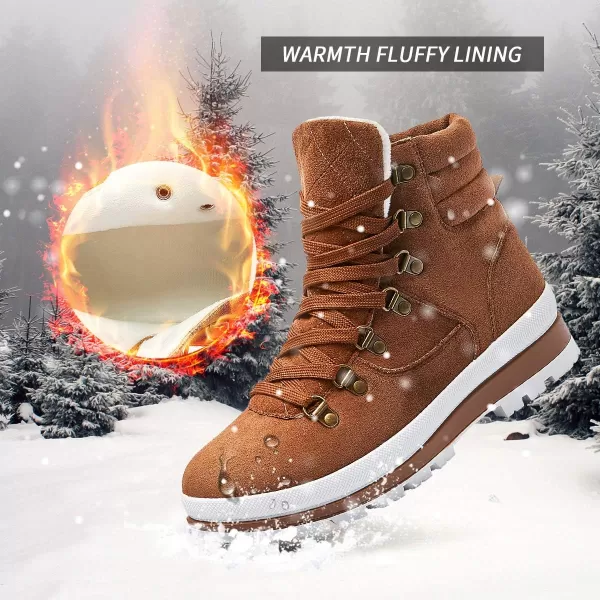 FRACORA Womens Combat Boots Lace Up Ankle Boots Winter Snow Boot Side Zipper Fashion Booties