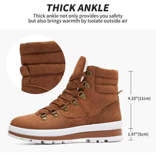 FRACORA Womens Combat Boots Lace Up Ankle Boots Winter Snow Boot Side Zipper Fashion Booties