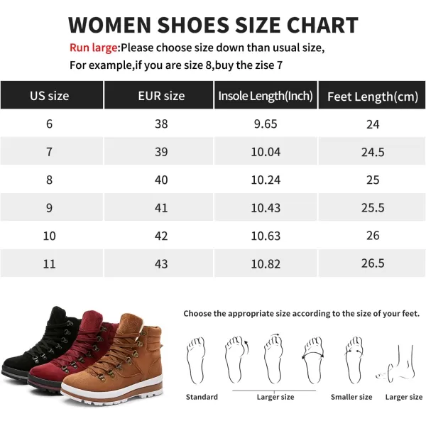 FRACORA Womens Combat Boots Lace Up Ankle Boots Winter Snow Boot Side Zipper Fashion Booties