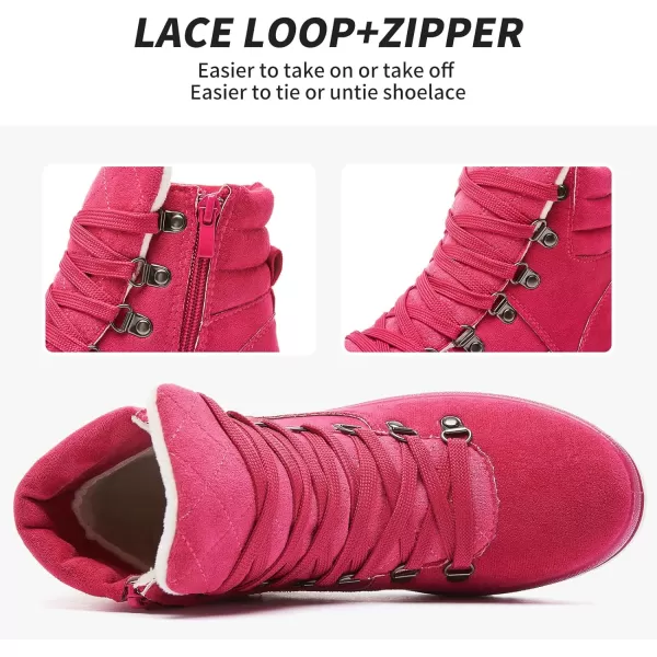 FRACORA Womens Combat Boots Lace Up Ankle Boots Winter Snow Boot Side Zipper Fashion Booties