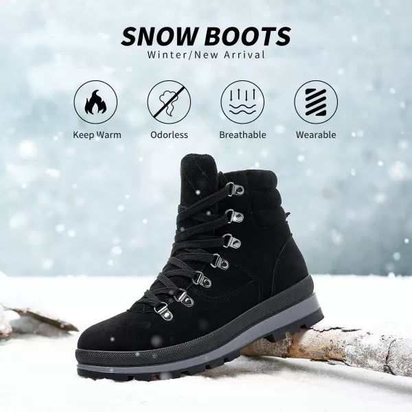 FRACORA Womens Combat Boots Lace Up Ankle Boots Winter Snow Boot Side Zipper Fashion Booties