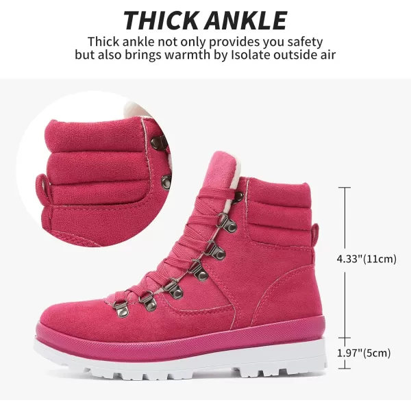 FRACORA Womens Combat Boots Lace Up Ankle Boots Winter Snow Boot Side Zipper Fashion Booties