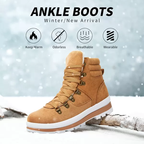 FRACORA Womens Combat Boots Lace Up Ankle Boots Winter Snow Boot Side Zipper Fashion Booties
