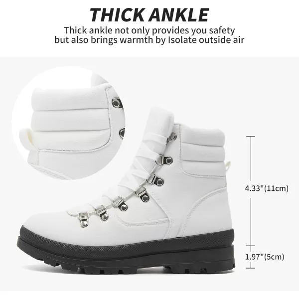 FRACORA Womens Combat Boots Lace Up Ankle Boots Winter Snow Boot Side Zipper Fashion Booties
