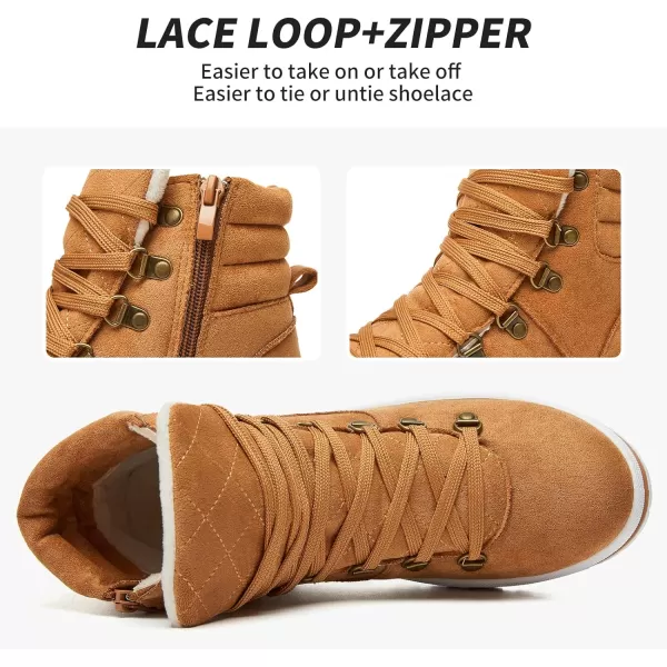 FRACORA Womens Combat Boots Lace Up Ankle Boots Winter Snow Boot Side Zipper Fashion Booties