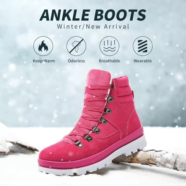 FRACORA Womens Combat Boots Lace Up Ankle Boots Winter Snow Boot Side Zipper Fashion Booties