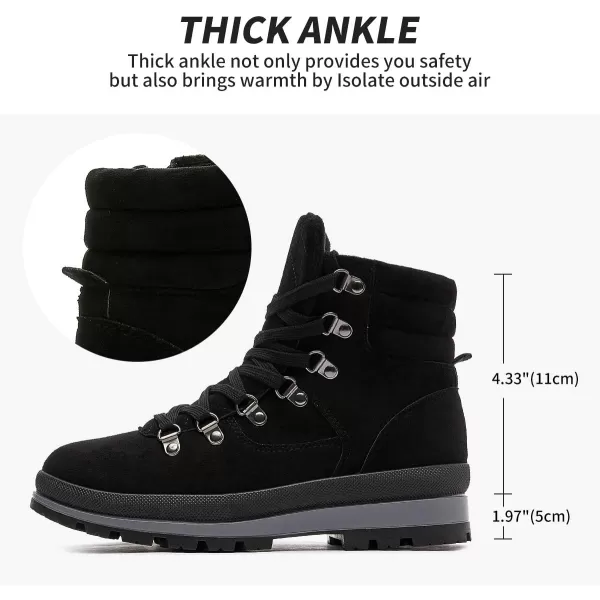 FRACORA Womens Combat Boots Lace Up Ankle Boots Winter Snow Boot Side Zipper Fashion Booties