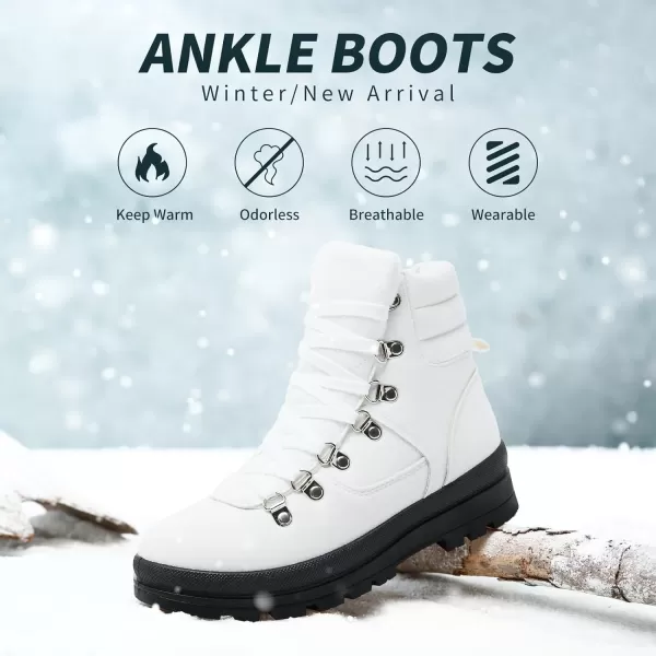 FRACORA Womens Combat Boots Lace Up Ankle Boots Winter Snow Boot Side Zipper Fashion Booties