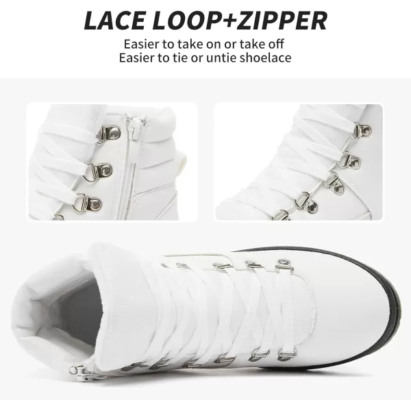 FRACORA Womens Combat Boots Lace Up Ankle Boots Winter Snow Boot Side Zipper Fashion Booties