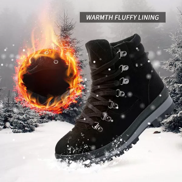 FRACORA Womens Combat Boots Lace Up Ankle Boots Winter Snow Boot Side Zipper Fashion Booties