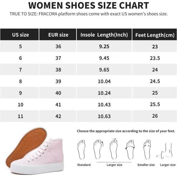 FRACORA Womens High Top Platform Sneakers White Platform Shoes Fashion Canvas Shoe for Women