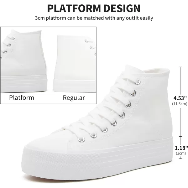 FRACORA Womens High Top Platform Sneakers White Platform Shoes Fashion Canvas Shoe for Women