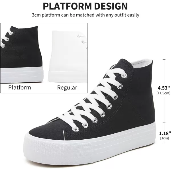 FRACORA Womens High Top Platform Sneakers White Platform Shoes Fashion Canvas Shoe for Women