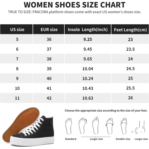 FRACORA Womens High Top Platform Sneakers White Platform Shoes Fashion Canvas Shoe for Women