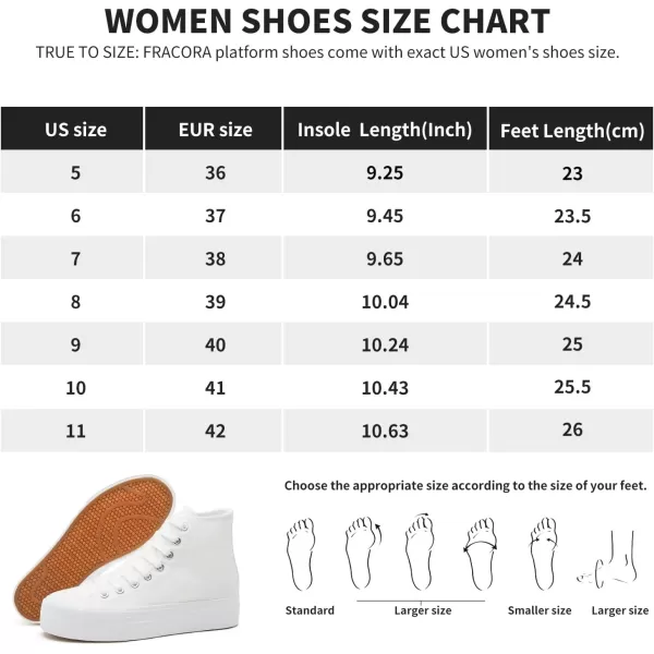 FRACORA Womens High Top Platform Sneakers White Platform Shoes Fashion Canvas Shoe for Women