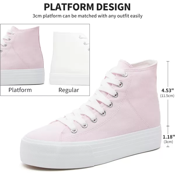 FRACORA Womens High Top Platform Sneakers White Platform Shoes Fashion Canvas Shoe for Women