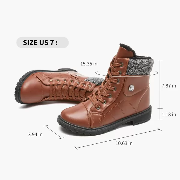 FRACORA Women's PU Leather Combat Boots Warm Fur Lined Black Ankle Booties Side Zipper White Boots Non-slip Winter Boots