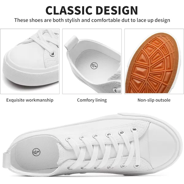 FRACORA Women's PU Leather Tennis Shoes Low Top lace up Casual Shoes Comfortable Fashion Sneaker