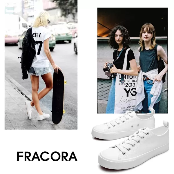 FRACORA Women's PU Leather Tennis Shoes Low Top lace up Casual Shoes Comfortable Fashion Sneaker