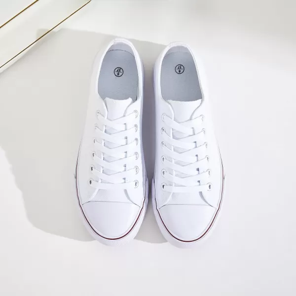 FRACORA Womens White Canvas Sneakers Low Top Canvas Shoes for Men Fashion Unisex Sneakers