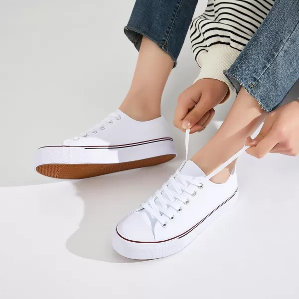 FRACORA Womens White Canvas Sneakers Low Top Canvas Shoes for Men Fashion Unisex Sneakers