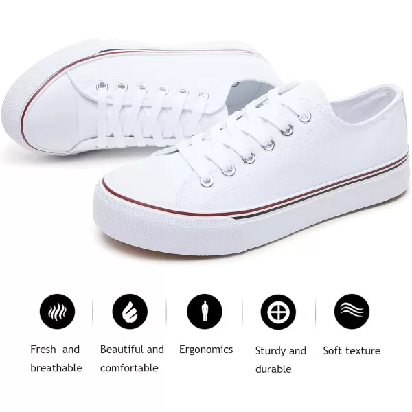 FRACORA Womens White Canvas Sneakers Low Top Canvas Shoes for Men Fashion Unisex Sneakers