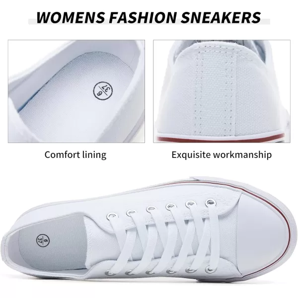 FRACORA Womens White Canvas Sneakers Low Top Canvas Shoes for Men Fashion Unisex Sneakers