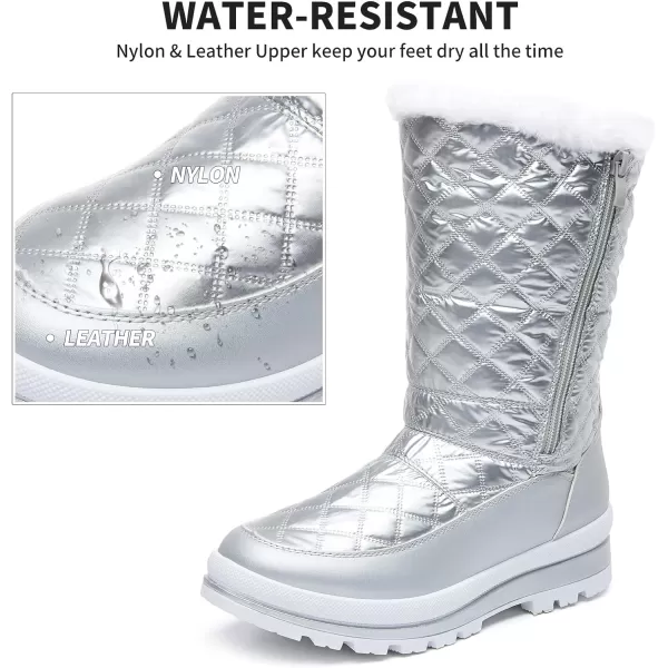 FRACORA Womens Winter Snow Boots Fur Lined Boots Side Zipper Mid Calf Boots for Women