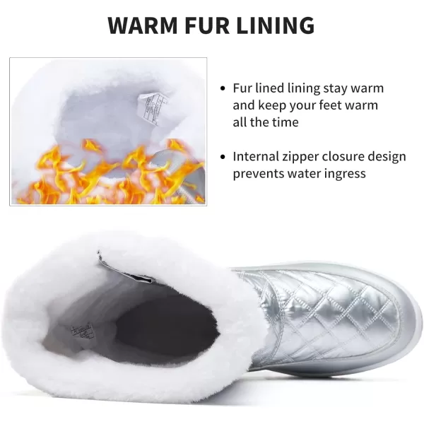 FRACORA Womens Winter Snow Boots Fur Lined Boots Side Zipper Mid Calf Boots for Women