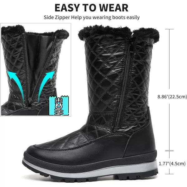 FRACORA Womens Winter Snow Boots Fur Lined Boots Side Zipper Mid Calf Boots for Women