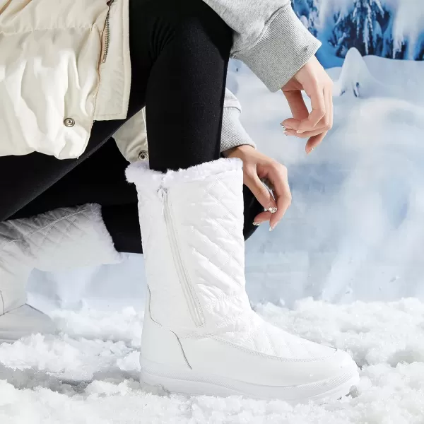 FRACORA Womens Winter Snow Boots Fur Lined Boots Side Zipper Mid Calf Boots for Women