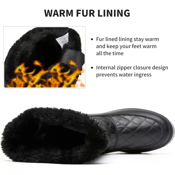 FRACORA Womens Winter Snow Boots Fur Lined Boots Side Zipper Mid Calf Boots for Women