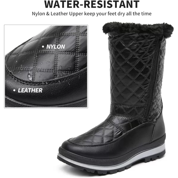 FRACORA Womens Winter Snow Boots Fur Lined Boots Side Zipper Mid Calf Boots for Women