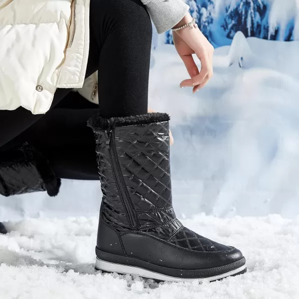 FRACORA Womens Winter Snow Boots Fur Lined Boots Side Zipper Mid Calf Boots for Women