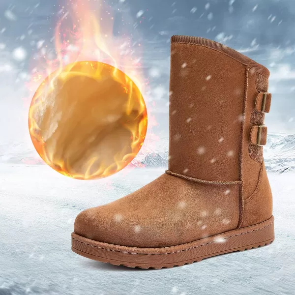 FRACORA Womens Winter Snow Boots Fur Lined Boots Winter Warm Mid Calf Boots for Women