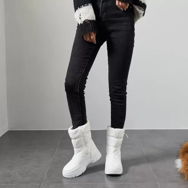 FRACORA Womens Winter Snow Boots Fur Lined Mid Calf Boots Warm Slip On Boots for Women