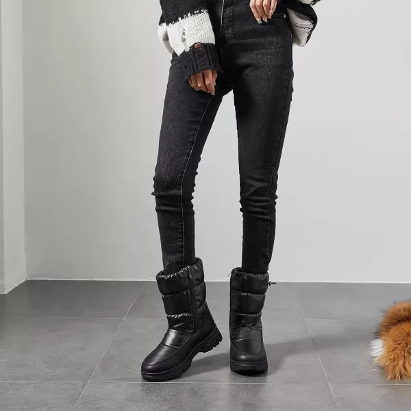 FRACORA Womens Winter Snow Boots Fur Lined Mid Calf Boots Warm Slip On Boots for Women