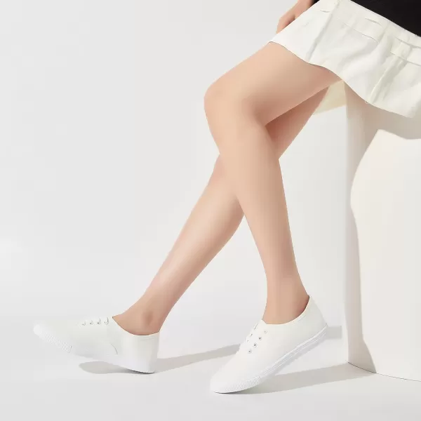 Womens Classic White Sneakers,Low Top White Canvas Shoes,Lightweight Casual Canvas Sneakers