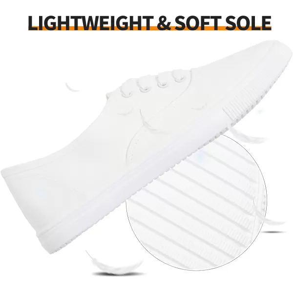 Womens Classic White Sneakers,Low Top White Canvas Shoes,Lightweight Casual Canvas Sneakers