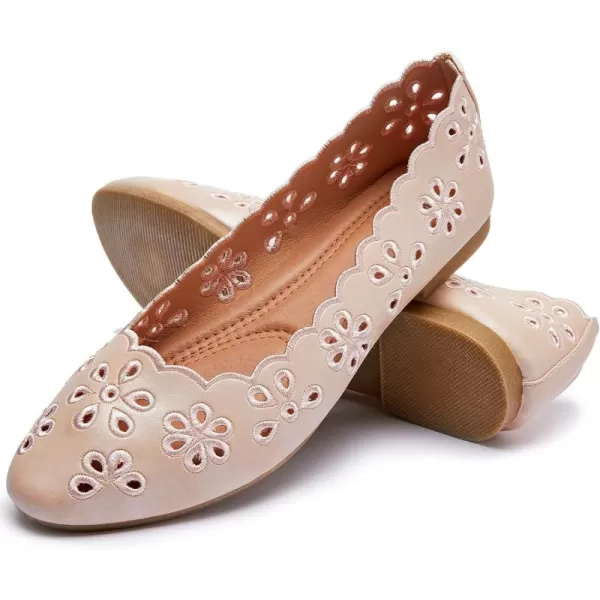 FRACORA Women's Ballet Flats Black PU Leather Dress Shoes Comfortable Round Toe Slip on Flats with Breathable Eyelets