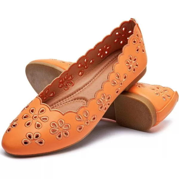 FRACORA Women's Ballet Flats Black PU Leather Dress Shoes Comfortable Round Toe Slip on Flats with Breathable Eyelets
