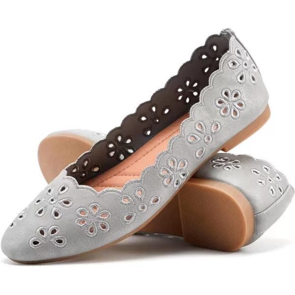 FRACORA Women's Ballet Flats Black PU Leather Dress Shoes Comfortable Round Toe Slip on Flats with Breathable Eyelets