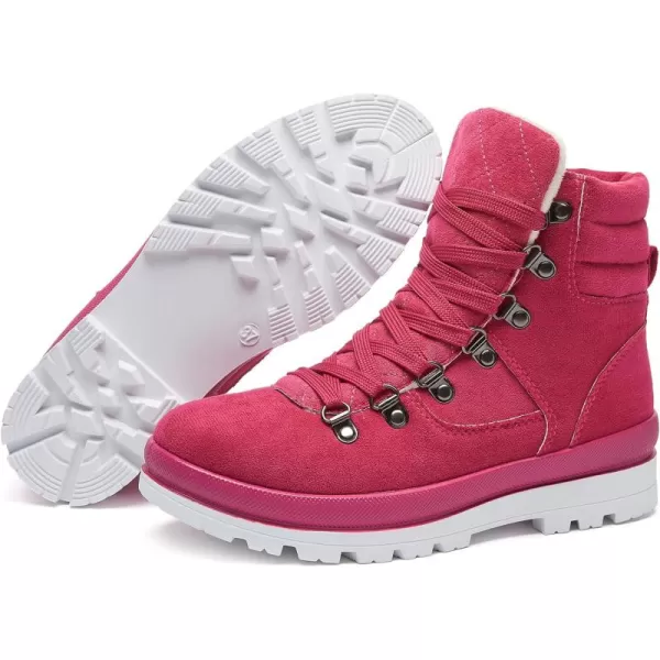 FRACORA Womens Combat Boots Lace Up Ankle Boots Winter Snow Boot Side Zipper Fashion Booties