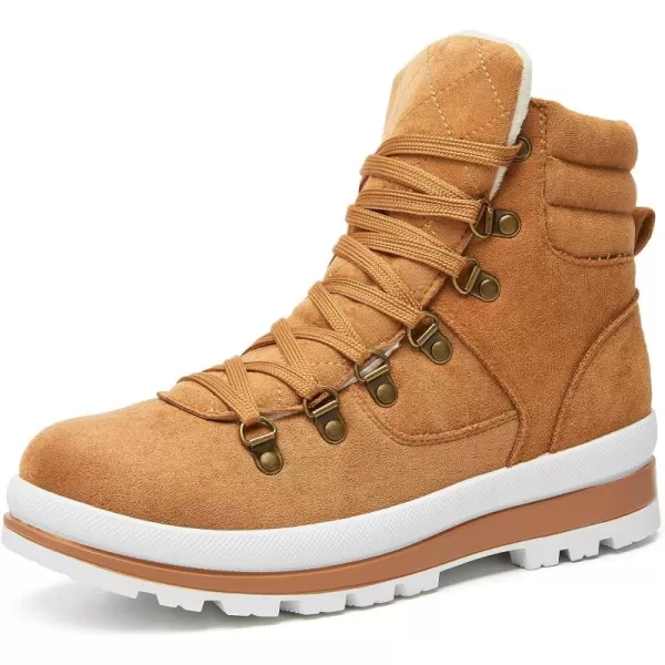 FRACORA Womens Combat Boots Lace Up Ankle Boots Winter Snow Boot Side Zipper Fashion Booties