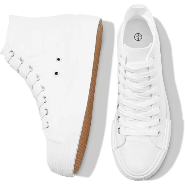 FRACORA Womens High Top Platform Sneakers White Platform Shoes Fashion Canvas Shoe for Women